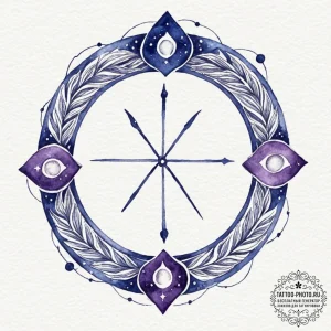 70. tattoo sketch: watercolor "alatyr" rune,... - эскиз тату (№1753589027_0, 27.07.2025 04:03) — tattoo-photo.ru