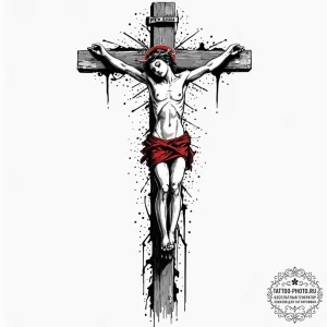 Crucifixion, concept art for tattoo, muted co... - эскиз тату (№1753590657_0, 27.07.2025 04:30) — tattoo-photo.ru