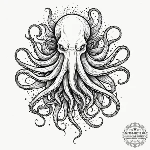 Cthulhu, tattoo line art, linework tattoo sty... - эскиз тату (№1753591047_0, 27.07.2025 04:37) — tattoo-photo.ru