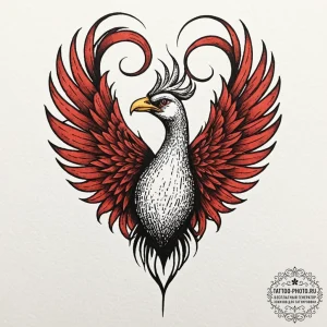 Tattoo sketch a phoenix's heart, a glowing em... - эскиз тату (№1753591246_0, 27.07.2025 04:40) — tattoo-photo.ru