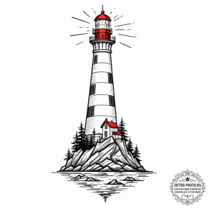 Tattoo design a lighthouse with its light sou... - эскиз тату (№1753593222_0, 27.07.2025 05:13) — tattoo-photo.ru