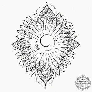 Tattoo design a hand-drawn sun and moon on op... - эскиз тату (№1753594214_0, 27.07.2025 05:30) — tattoo-photo.ru