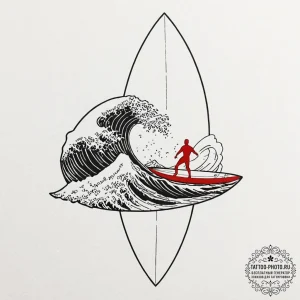 Tattoo sketch a stylized surfboard on one, a... - эскиз тату (№1753594412_0, 27.07.2025 05:33) — tattoo-photo.ru