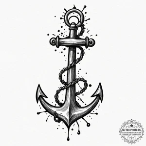 Tattoo design a single, robust anchor, repres... - эскиз тату (№1753594808_0, 27.07.2025 05:40) — tattoo-photo.ru