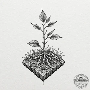 Tattoo sketch a small sprout emerging from cr... - эскиз тату (№1753595202_0, 27.07.2025 05:46) — tattoo-photo.ru