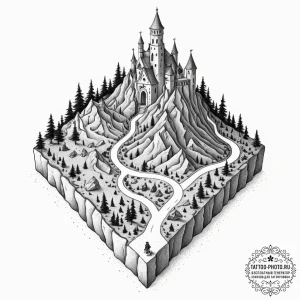 Tattoo design a dungeon crawl map with a glow... - эскиз тату (№1753595401_0, 27.07.2025 05:50) — tattoo-photo.ru