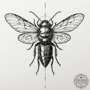 Tattoo design a cicada with its wings looking... - эскиз тату (№1753595599_0, 27.07.2025 05:53) — tattoo-photo.ru