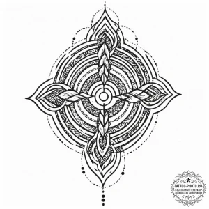 Tattoo design a single, stylized leaf with a... - эскиз тату (№1753595797_0, 27.07.2025 05:56) — tattoo-photo.ru