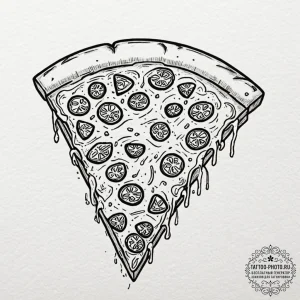 Tattoo design a 'pizza slice' on one, a 'pizz... - эскиз тату (№1753596984_0, 27.07.2025 06:16) — tattoo-photo.ru