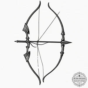 Tattoo sketch a traditional archery bow, unst... - эскиз тату (№1753597378_0, 27.07.2025 06:22) — tattoo-photo.ru
