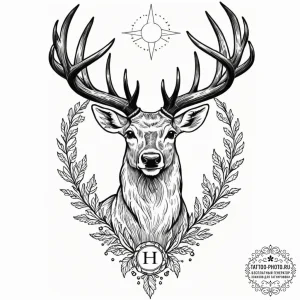 A linework tattoo of harry's stag patronus, e... - эскиз тату (№1753598170_0, 27.07.2025 06:36) — tattoo-photo.ru