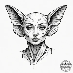 A sketch of a sphinx, posing a riddle., ink i... - эскиз тату (№1753599160_0, 27.07.2025 06:52) — tattoo-photo.ru