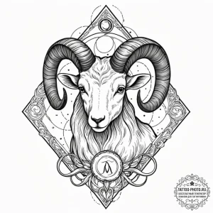 Tattoo sketch an aries ram with mars' glyph e... - эскиз тату (№1753599752_0, 27.07.2025 07:02) — tattoo-photo.ru