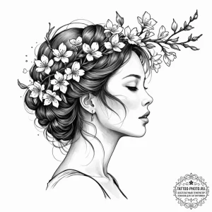 Tattoo design a woman's silhouette in profile... - эскиз тату (№1753600942_0, 27.07.2025 07:22) — tattoo-photo.ru