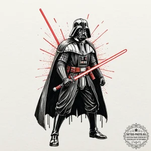 Japanese ukiyo-e style tattoo design of darth... - эскиз тату (№1753601733_0, 27.07.2025 07:35) — tattoo-photo.ru