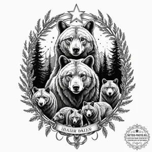Tattoo design a family of animals (e.g., bear... - эскиз тату (№1753602529_0, 27.07.2025 07:48) — tattoo-photo.ru