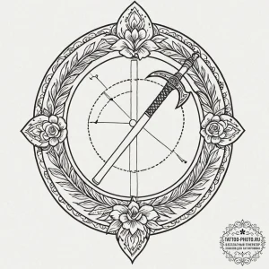 A dotwork mandala incorporating the symbols o... - эскиз тату (№1753603121_0, 27.07.2025 07:58) — tattoo-photo.ru