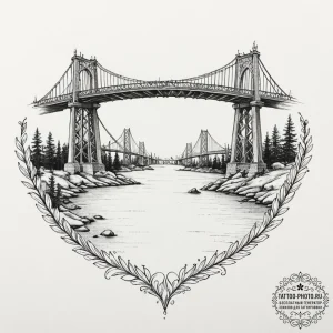 Tattoo design a bridge being constructed from... - эскиз тату (№1753604707_0, 27.07.2025 08:25) — tattoo-photo.ru