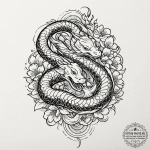 A telephone with its cord turning into a snak... - эскиз тату (№1753605102_0, 27.07.2025 08:31) — tattoo-photo.ru