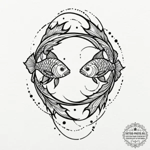Tattoo design pisces's glyph, like two fish s... - эскиз тату (№1753606094_0, 27.07.2025 08:48) — tattoo-photo.ru