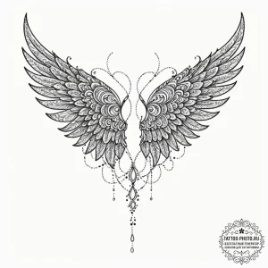 Wings, tattoo sketch design, ornamental tatto... - эскиз тату (№1753606685_0, 27.07.2025 08:58) — tattoo-photo.ru