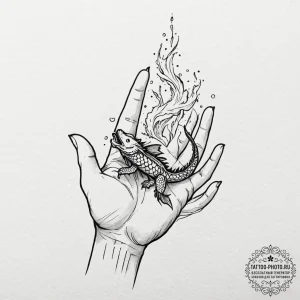 Tattoo design a person's hand gently catching... - эскиз тату (№1753608074_0, 27.07.2025 09:21) — tattoo-photo.ru