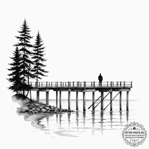Tattoo sketch a silhouette of a person standi... - эскиз тату (№1753610050_0, 27.07.2025 09:54) — tattoo-photo.ru