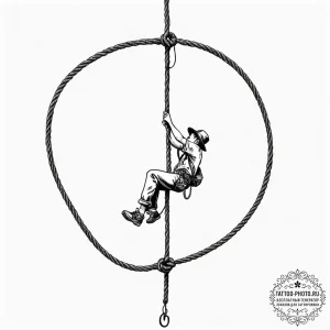 Tattoo design a person climbing a rope, but t... - эскиз тату (№1753615206_0, 27.07.2025 11:20) — tattoo-photo.ru