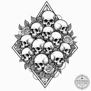 Tattoo sketch a group of abstract figures sup... - эскиз тату (№1753617186_0, 27.07.2025 11:53) — tattoo-photo.ru