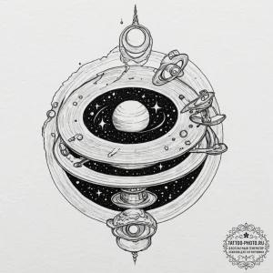 A gramophone playing vinyl record of the plan... - эскиз тату (№1753619260_0, 27.07.2025 12:27) — tattoo-photo.ru