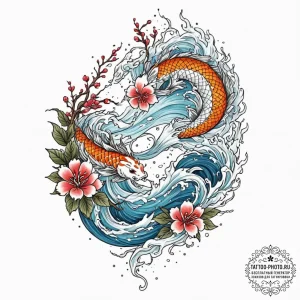 Blackthorn, concept art for tattoo, irezumi j... - эскиз тату (№1753620435_0, 27.07.2025 12:47) — tattoo-photo.ru
