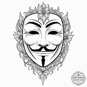 V's mask from v for vendetta, tattoo flash sh... - эскиз тату (№1753621259_0, 27.07.2025 13:00) — tattoo-photo.ru