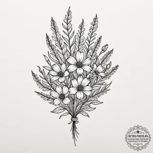 Tattoo design a small bouquet of wildflowers,... - эскиз тату (№1753621874_0, 27.07.2025 13:11) — tattoo-photo.ru