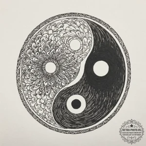 Tattoo sketch a stylized "yin and yang" symbo... - эскиз тату (№1753622084_0, 27.07.2025 13:14) — tattoo-photo.ru