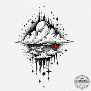 Tattoo design a delicate cloud with tiny star... - эскиз тату (№1753622889_0, 27.07.2025 13:28) — tattoo-photo.ru