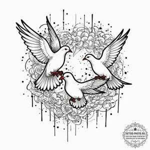 Doves, tattoo drawing outline, vibrant colors... - эскиз тату (№1753623668_0, 27.07.2025 13:41) — tattoo-photo.ru