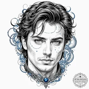 Trash polka portrait of paul atreides, his ey... - эскиз тату (№1753624494_0, 27.07.2025 13:54) — tattoo-photo.ru