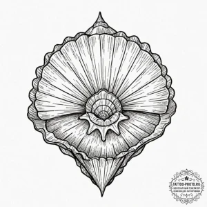 Tattoo design a minimalist seashell, represen... - эскиз тату (№1753625099_0, 27.07.2025 14:04) — tattoo-photo.ru
