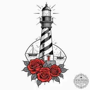 Tattoo sketch a lighthouse beam connecting tw... - эскиз тату (№1753626103_0, 27.07.2025 14:21) — tattoo-photo.ru