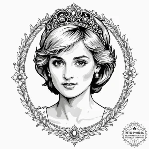 A trash polka tattoo of princess diana, beaut... - эскиз тату (№1753627117_0, 27.07.2025 14:38) — tattoo-photo.ru