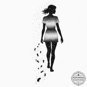 Tattoo sketch a human silhouette walking away... - эскиз тату (№1753627927_0, 27.07.2025 14:52) — tattoo-photo.ru