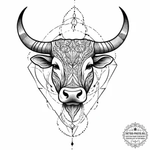 Tattoo design a taurus bull in neo-traditiona... - эскиз тату (№1753629347_0, 27.07.2025 15:15) — tattoo-photo.ru