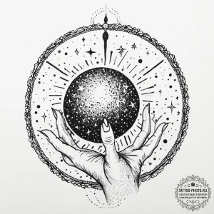 Tattoo design a person holding a single, dark... - эскиз тату (№1753629561_0, 27.07.2025 15:19) — tattoo-photo.ru