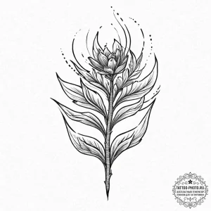 Tattoo design a seed sprouting into a vibrant... - эскиз тату (№1753629968_0, 27.07.2025 15:26) — tattoo-photo.ru