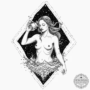 Tattoo sketch aquarius's water-bearer, a mini... - эскиз тату (№1753631190_0, 27.07.2025 15:46) — tattoo-photo.ru