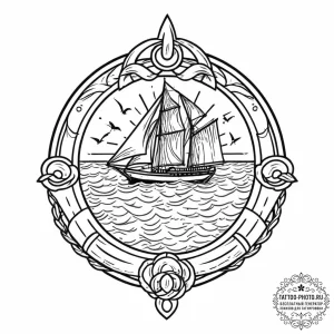 Sea, tattoo flash sheet design, on a clean wh... - эскиз тату (№1753631589_0, 27.07.2025 15:53) — tattoo-photo.ru