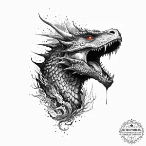 A watercolor tattoo of a dragon (drogon) brea... - эскиз тату (№1753632001_0, 27.07.2025 16:00) — tattoo-photo.ru