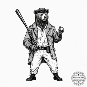 A trash polka composition of the bear jew fro... - эскиз тату (№1753633191_0, 27.07.2025 16:19) — tattoo-photo.ru