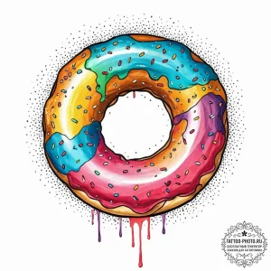 Tattoo design two halves of a donut., concept... - эскиз тату (№1753633388_0, 27.07.2025 16:23) — tattoo-photo.ru