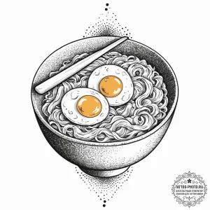A steaming bowl of authentic japanese ramen,... - эскиз тату (№1753636461_0, 27.07.2025 17:14) — tattoo-photo.ru